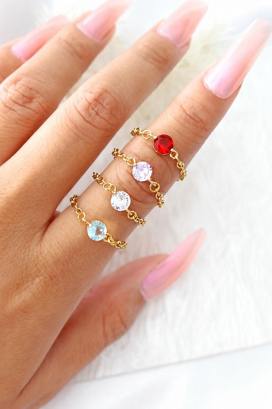 18K Tiny Rainbow Chain Ring