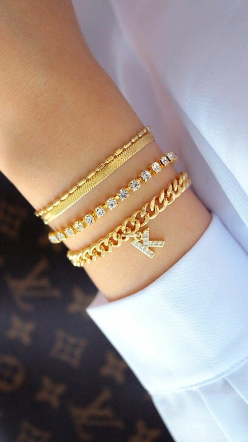 Länkarmband med Cubic Zirconia – 18K Guldpläterat