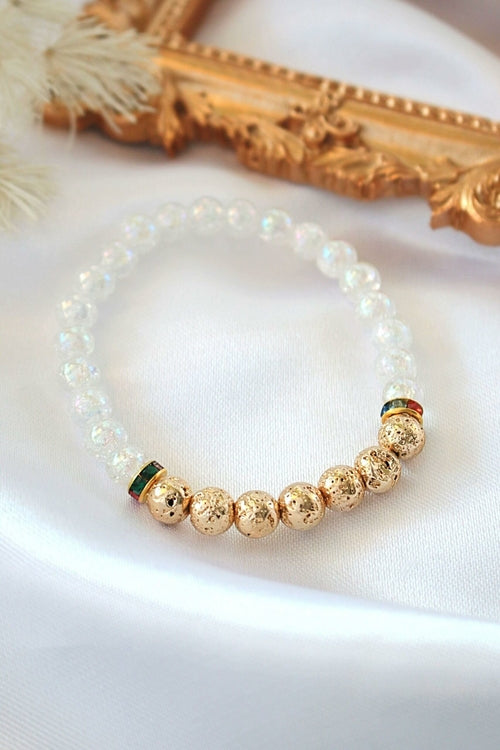 "Lava Stone" Aromaterapi-Armband – Guldfärgat Elastiskt Armband